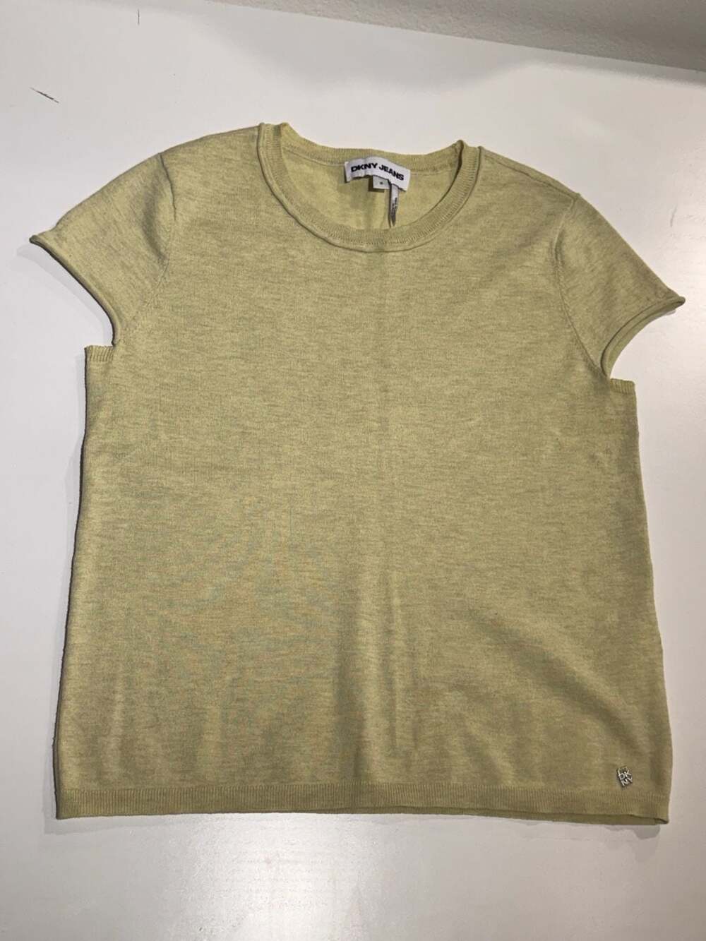 DKNY Jeans Short Sleeve Sweater Size M Light Green Knit